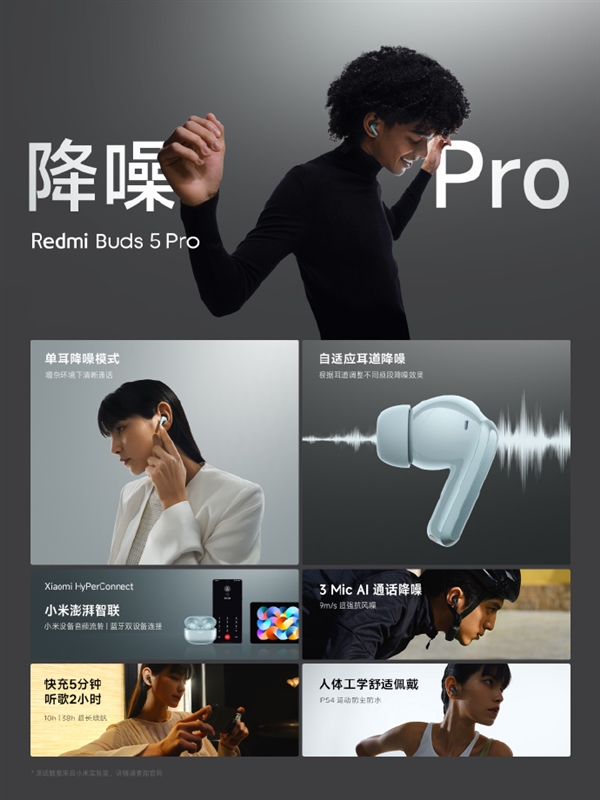 Redmi Buds 5 Pro发布 52dB超强降噪售价399元起，权威硬件评测网站,www.dnpcw.com