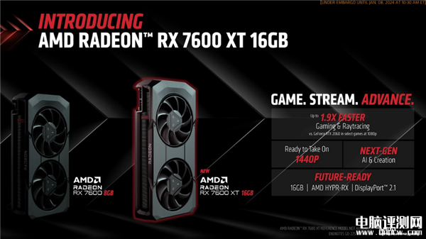 AMD推出Radeon RX 7600 XT显卡 6nm工艺制造+16GB显存，权威硬件评测网站,www.dnpcw.com