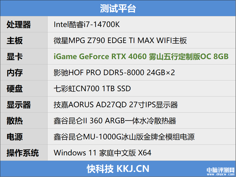 最新显卡评测：七彩虹iGame RTX 4060雾山五行定制版OC 8GB显卡评测，权威硬件评测网站,www.dnpcw.com