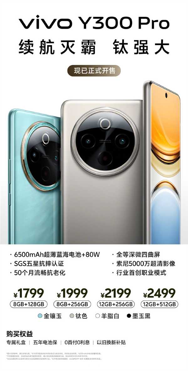 Y300 Pro上市开卖 首款全等深微四曲屏手机 高通第一代骁龙6处理器售价1799元起，权威硬件评测网站,www.dnpcw.com