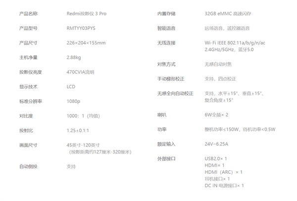 Redmi投影仪3 Pro上市 470CVIA流明 120英寸巨幕售价1499元，权威硬件评测网站,www.dnpcw.com