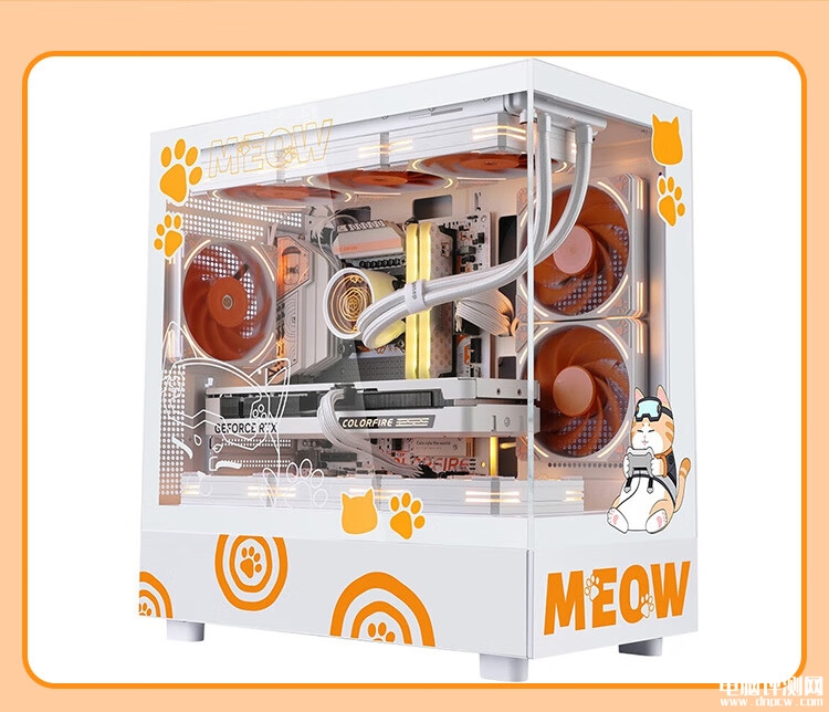 七彩虹橘猫全家桶台式机上市 搭载i5-14600KF+RTX4070S+海景房定制机箱售价9999元，权威硬件评测网站,www.dnpcw.com