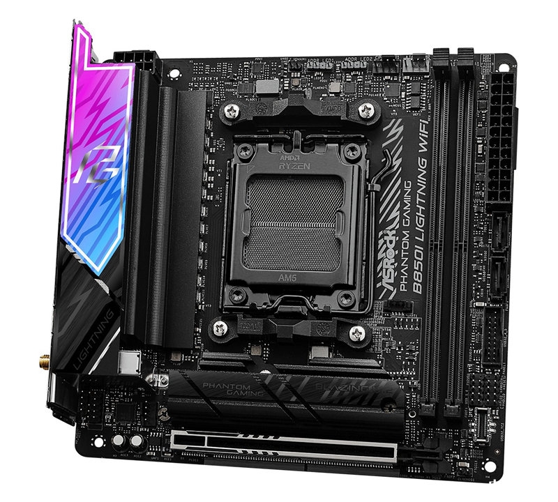 华擎ITX主板幻影电竞B850I Lightning WiFi上市，权威硬件评测网站,www.dnpcw.com
