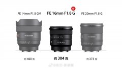 索尼全新全画幅大光圈超广角定焦镜头FE 16mm F1.8 G发布：仅304克 售价6499元