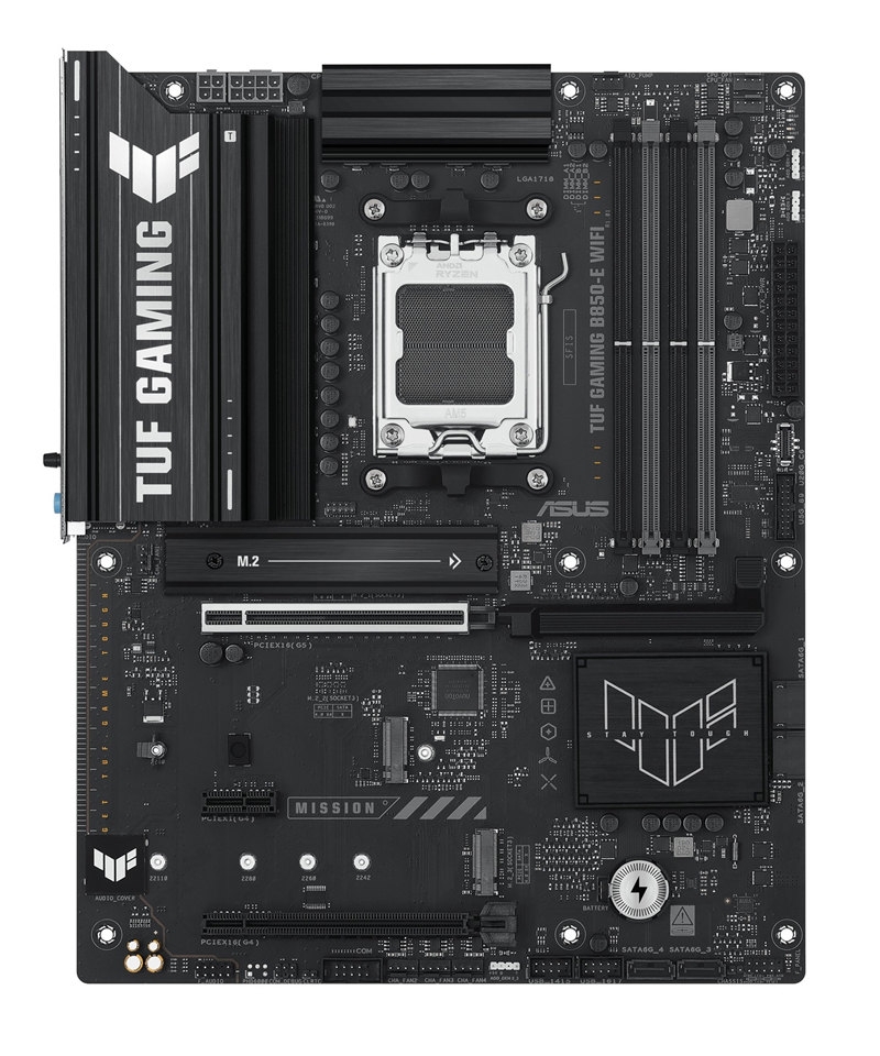 华硕TUF GAMING B850-E WIFI主板上市 8+2+1相供电 仅主M.2覆盖散热片，权威硬件评测网站,www.dnpcw.com