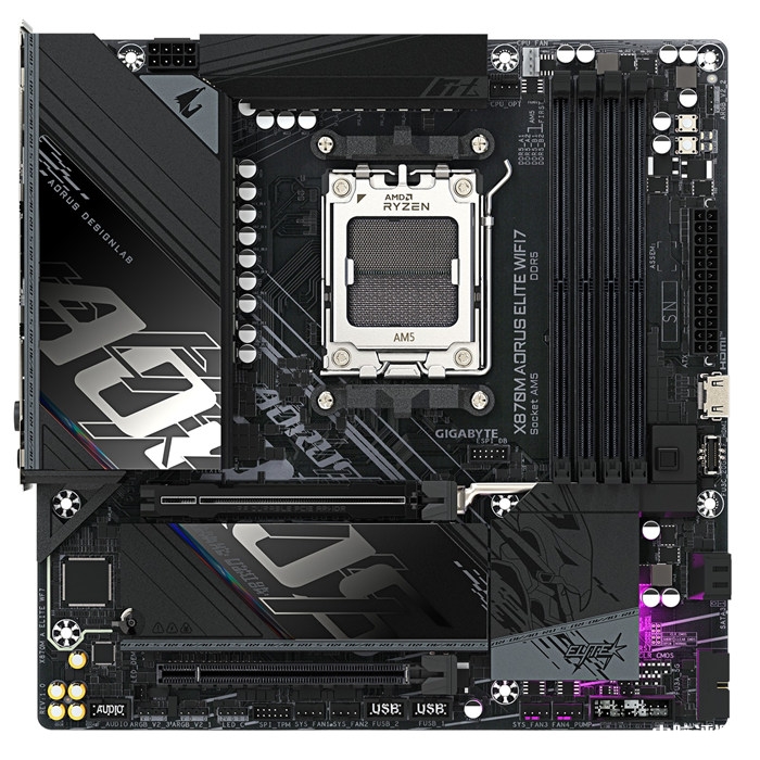 技嘉X870M AORUS ELITE WIFI7主板发布 Micro ATX板型支持USB4与Wi-Fi 7，权威硬件评测网站,www.dnpcw.com
